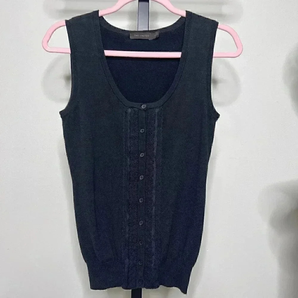 The Limited Women's Sweater Vest - Black - Lace - XS - 2/4 - Fall/Winter